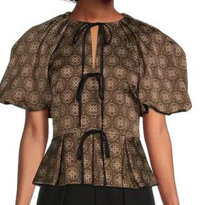 Antonio Melani x Courtney Grow Delphine Medallion Printed Short Puff Sleeve Crew